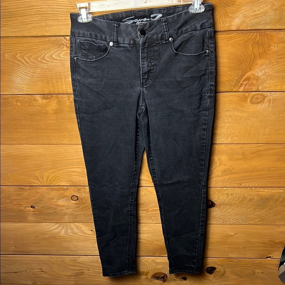 Seven7 Womens 10 Black Jeans ankle skinny casual denim streetwear party Goth Y2K